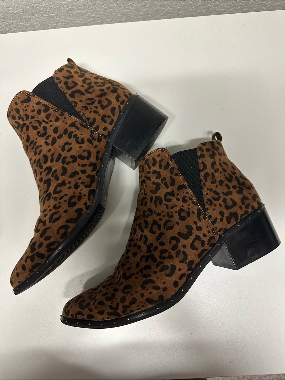 Macy's Leopard Print Chelsea Ankle Boots in Brown and Black